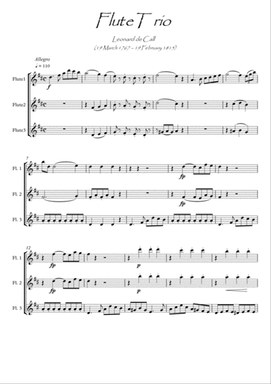 Flute Trio by Leonard de Call Flute Trio scores gallery preview page 1