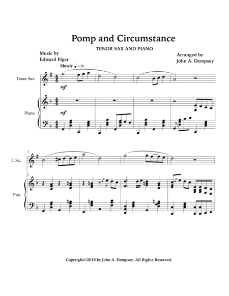 Pomp and Circumstance (Tenor Sax and Piano) image number null