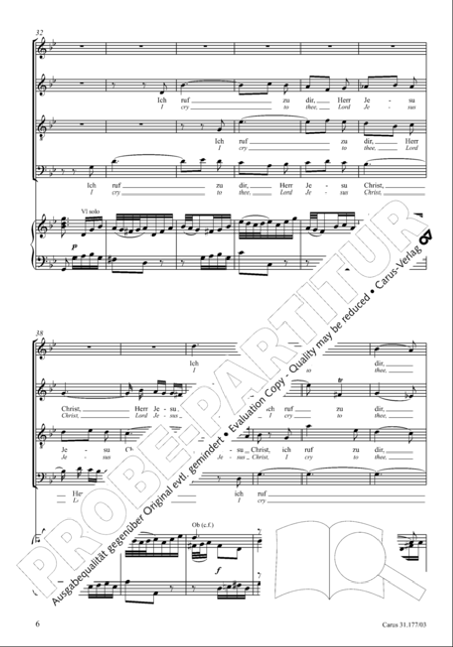 I cry to thee, Lord Jesus Christ (Ich ruf zu dir, Herr Jesu Christ) 4-Part scores gallery preview page 7