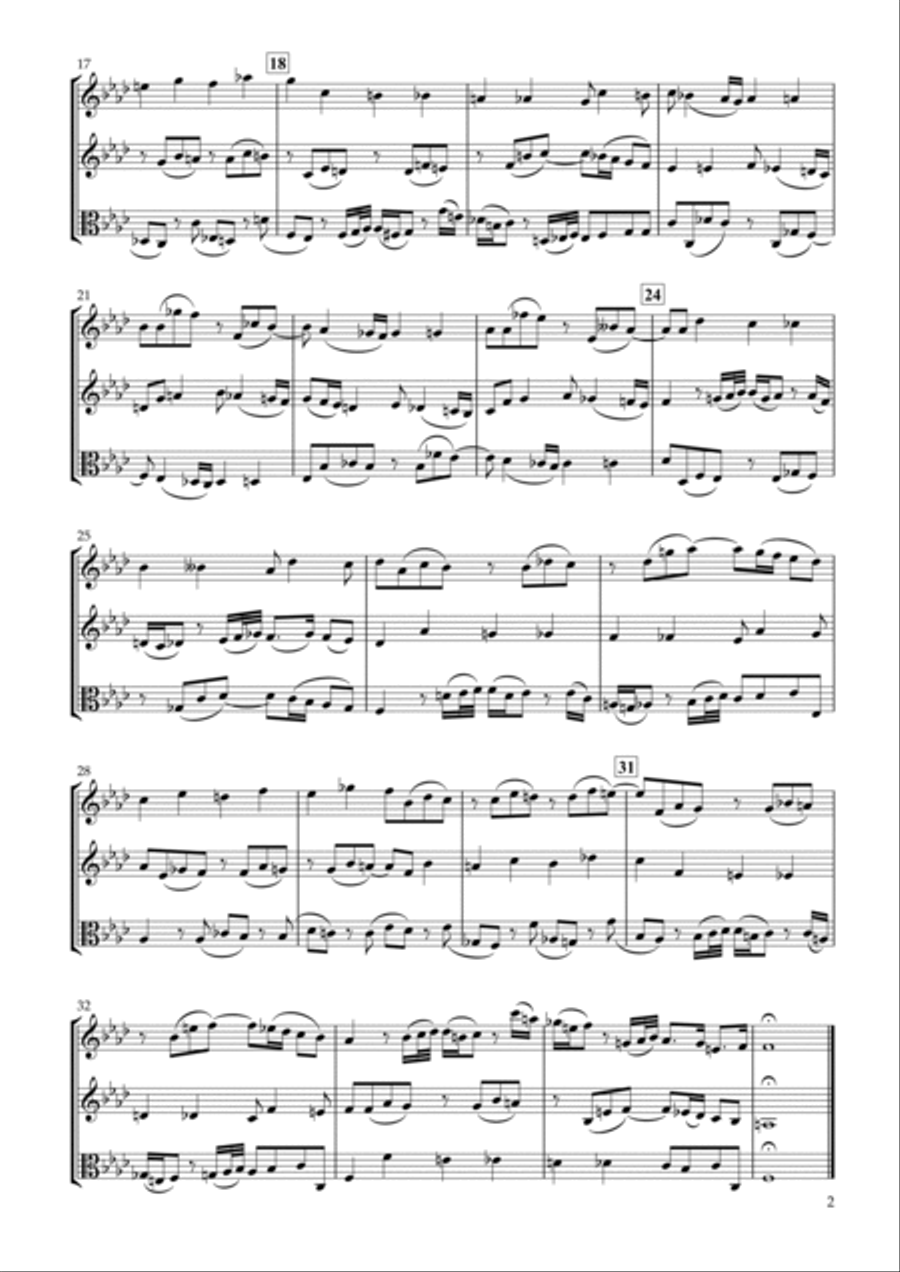 Sinfonia No.9 BWV.795 for Two Violins & Viola Sinfonia No.9 BWV.795 for Two Violins & Viola String Duet scores gallery preview page 2