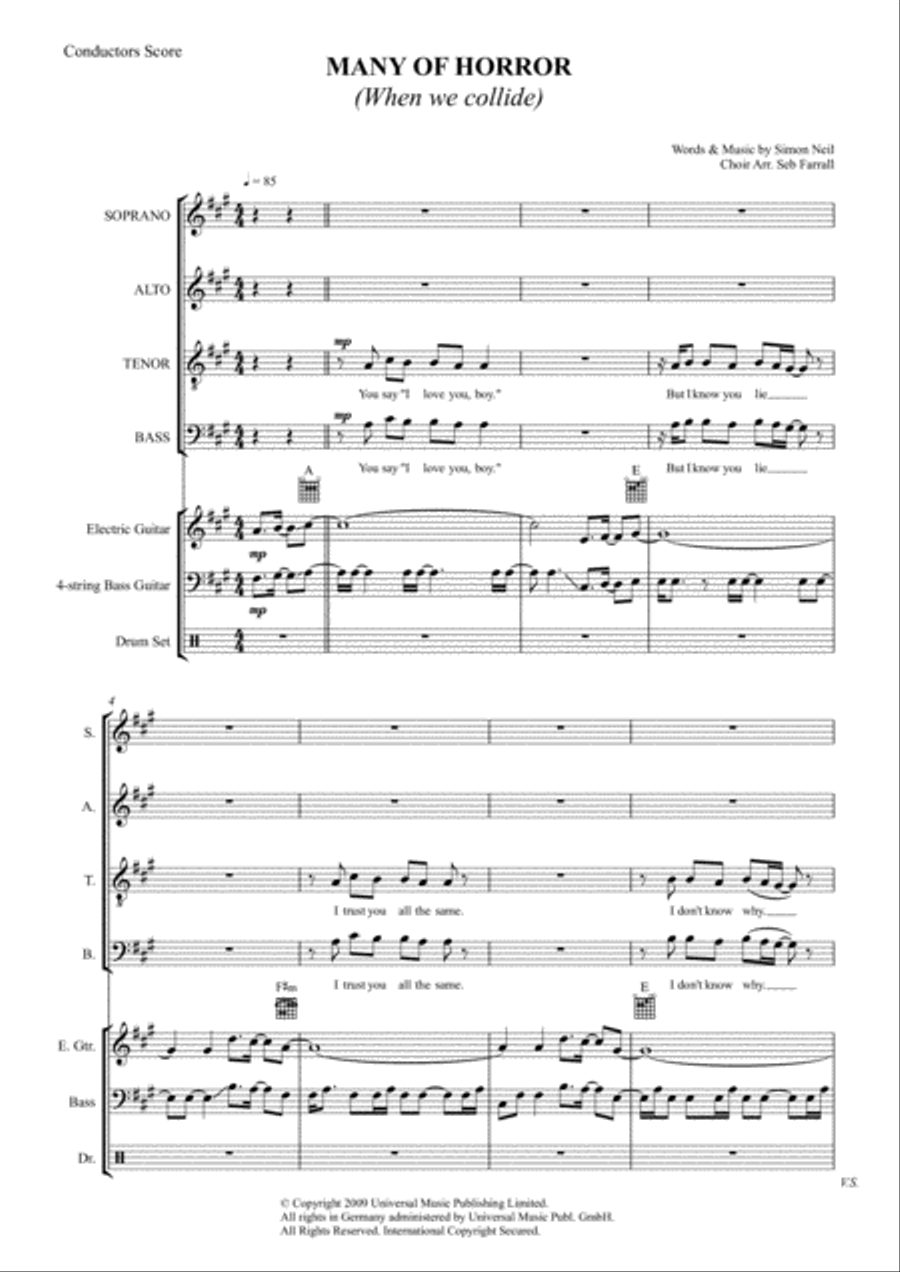 Many Of Horror (when We Collide) 4-Part scores gallery preview page 1