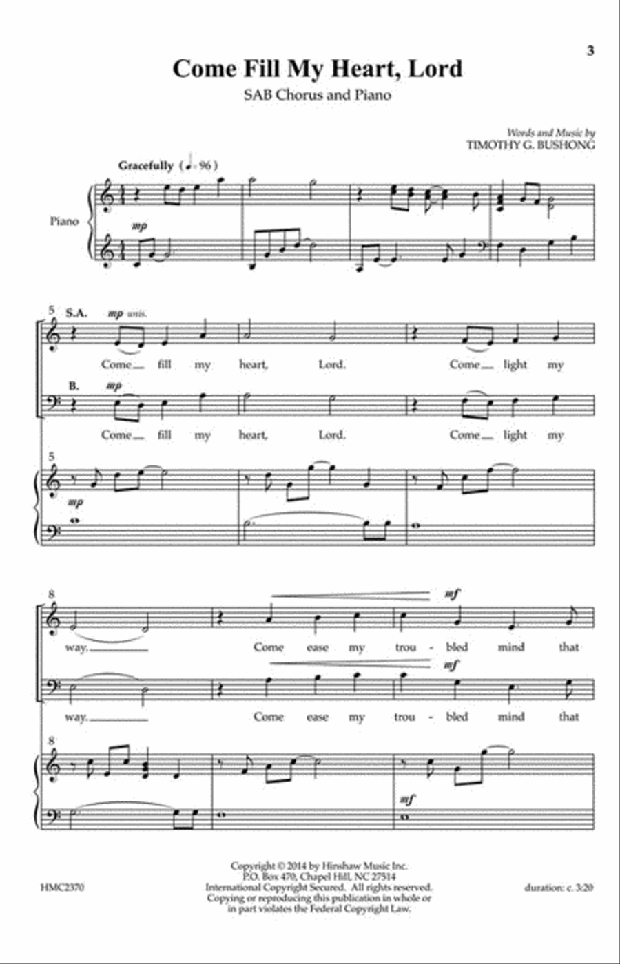 Come Fill My Heart, Lord Come Fill My Heart, Lord 3-Part scores gallery preview page 2