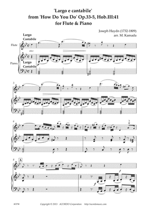 Largo e cantabile’ from 'How Do You Do' Op.33-5, Hob.III:41 for Flute & Piano