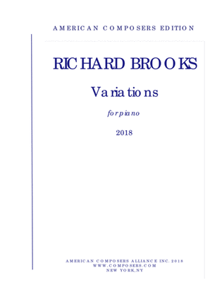 Book cover for [Brooks] Variations for Piano