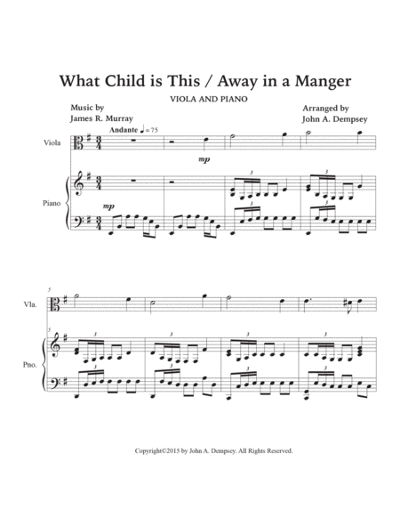 Christmas Medley (What Child is This / Away in a Manger): Viola and Piano image number null