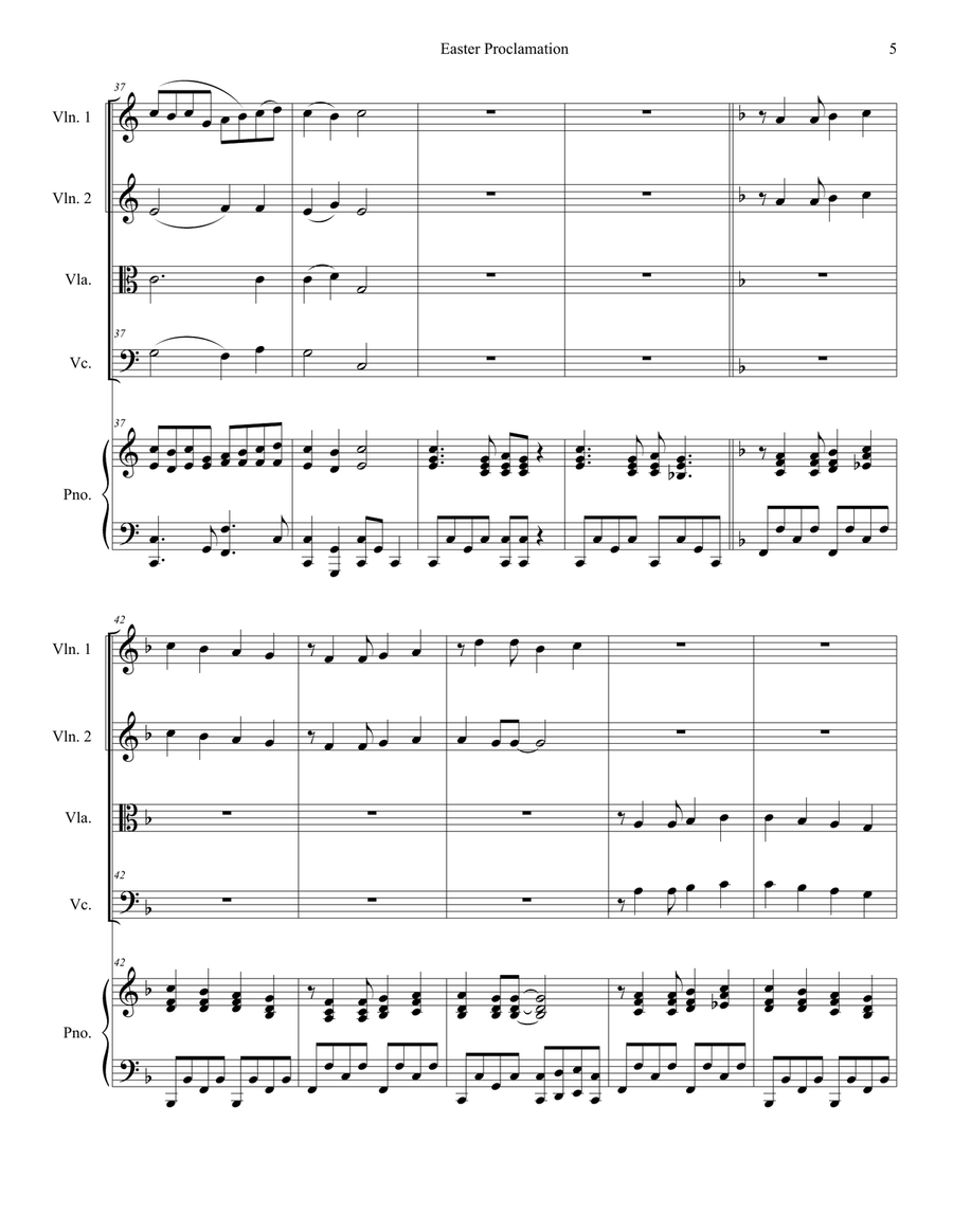 Easter Proclamation (The Risen Christ) (String Quartet and Piano) String Quartet scores gallery preview page 5