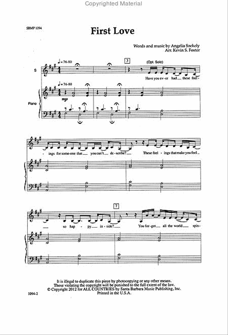 First Love - SSA Octavo First Love - SSA Octavo SSA scores gallery preview page 2