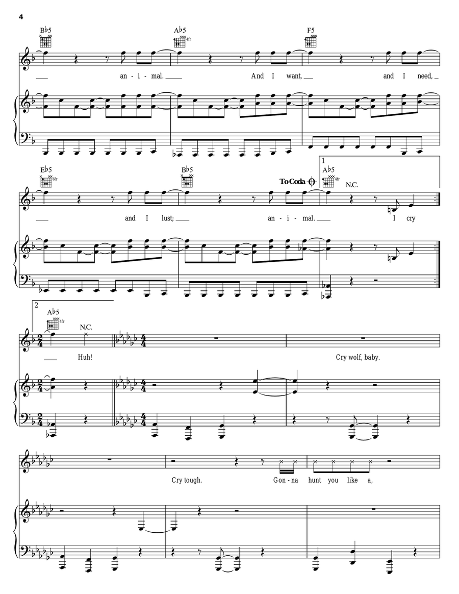 Animal Piano, Vocal, Guitar scores gallery preview page 4