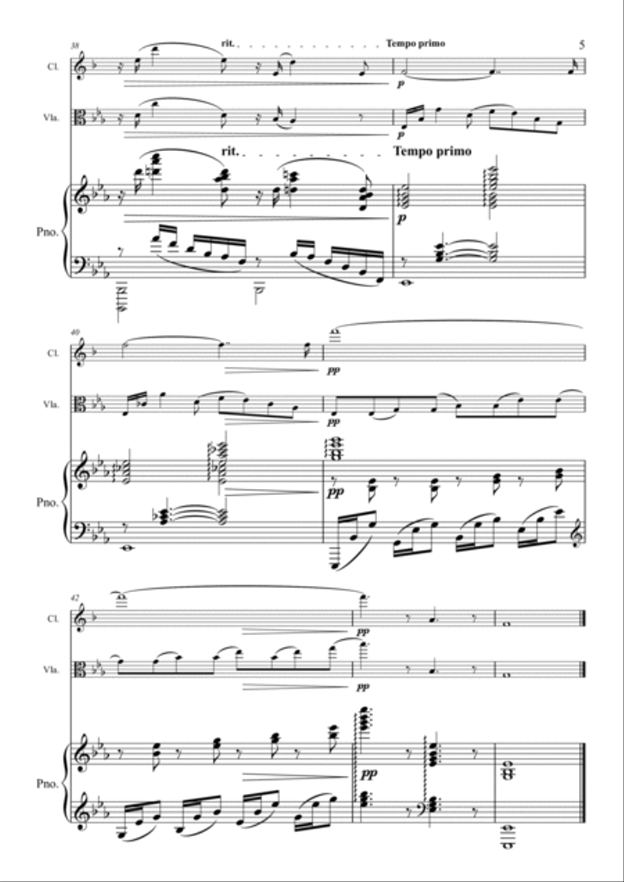 Rubinstein - Romance Op44 No1 - Clarinet, Viola & Piano Clarinet scores gallery preview page 5
