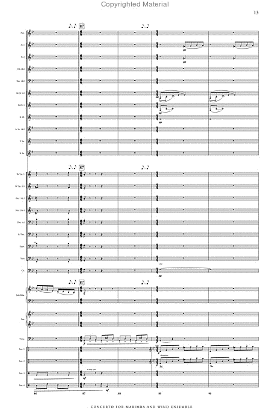 Concerto No. 2 for Marimba & Wind Ensemble Concert Band scores gallery preview page 14