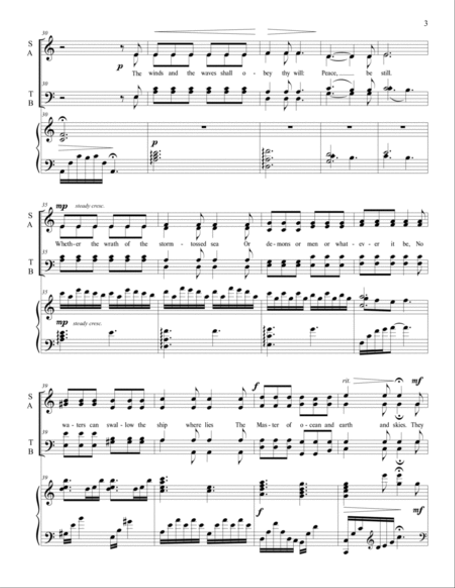 Master, the Tempest is Raging (SATB) 4-Part scores gallery preview page 4