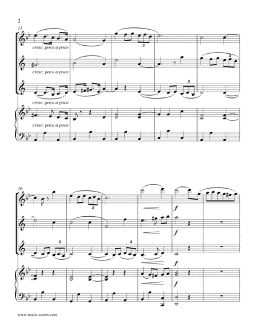 Albinoni Adagio - Flute, 2 Clarinets and Piano Clarinet scores gallery preview page 2