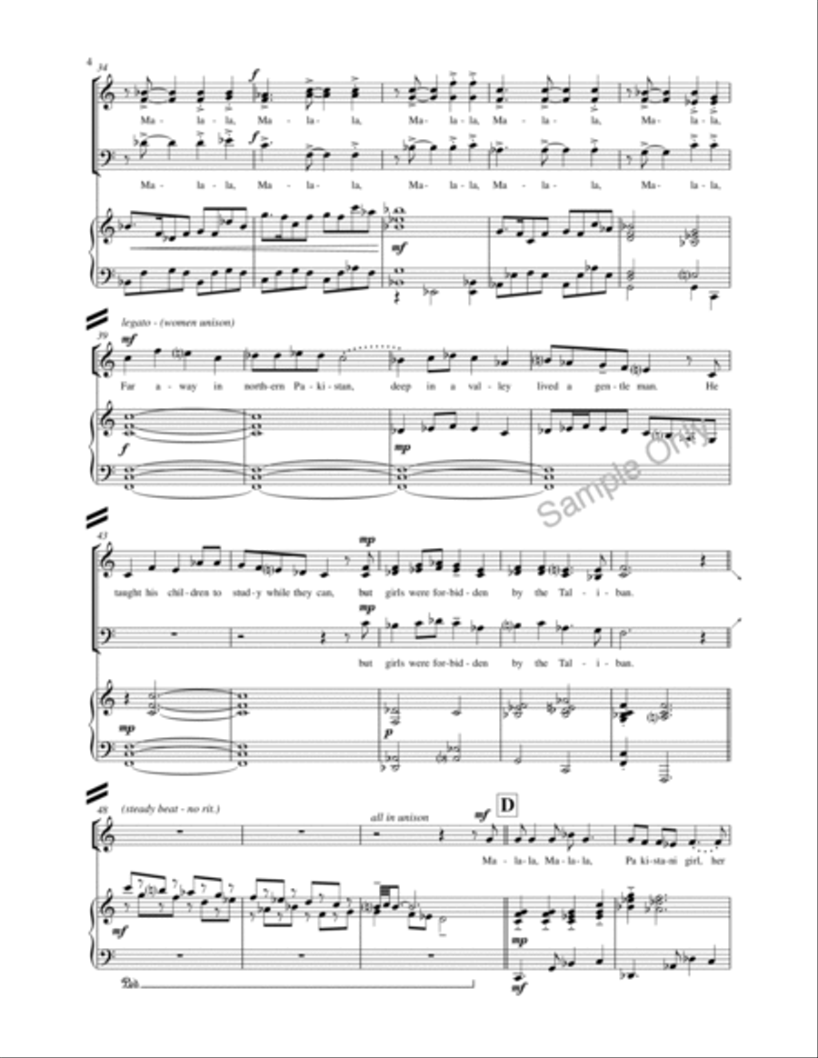 Malala Pakistani Girl 3-Part scores gallery preview page 4