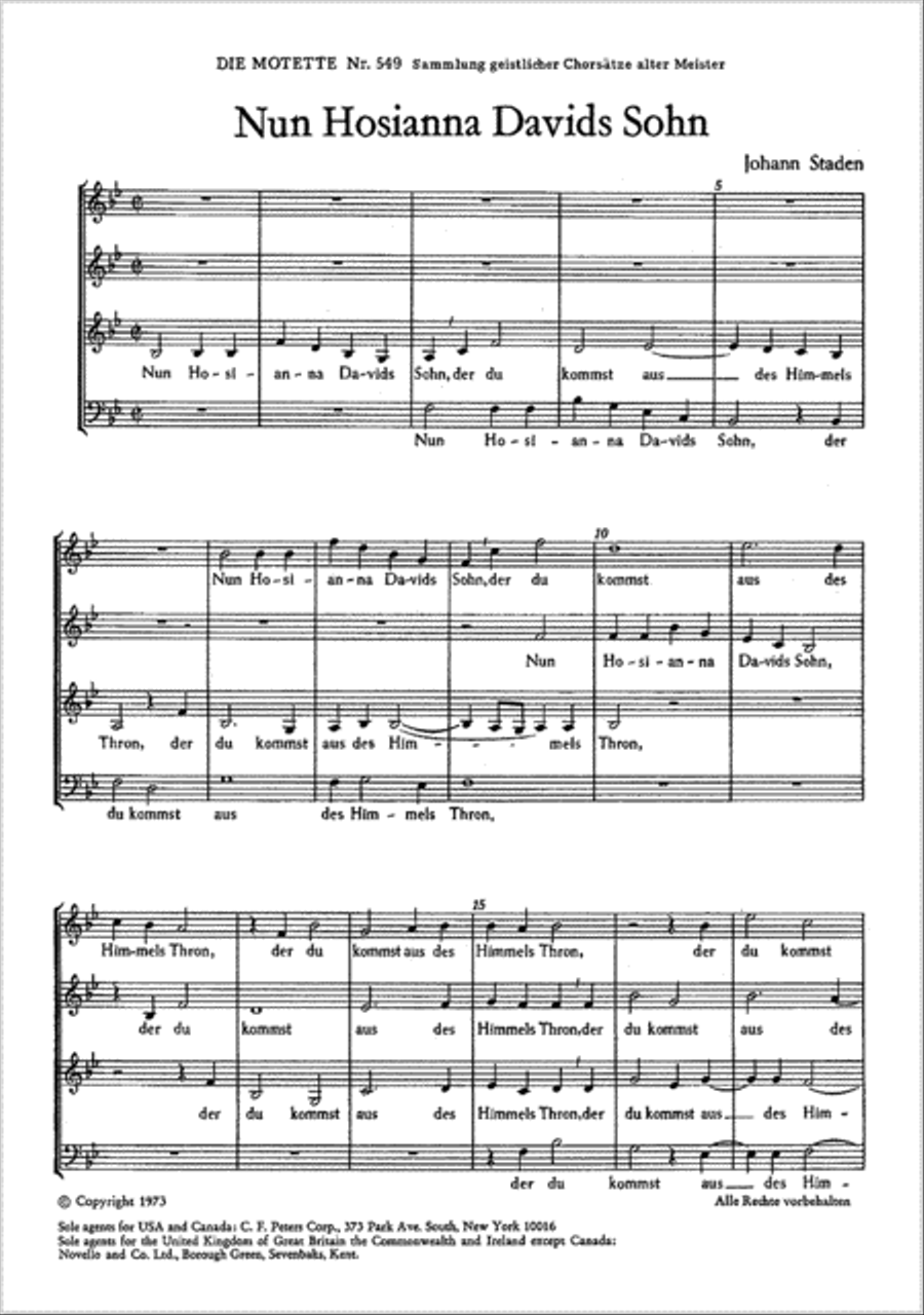 Nun Hosianna, Davids Sohn Choir scores gallery preview page 1