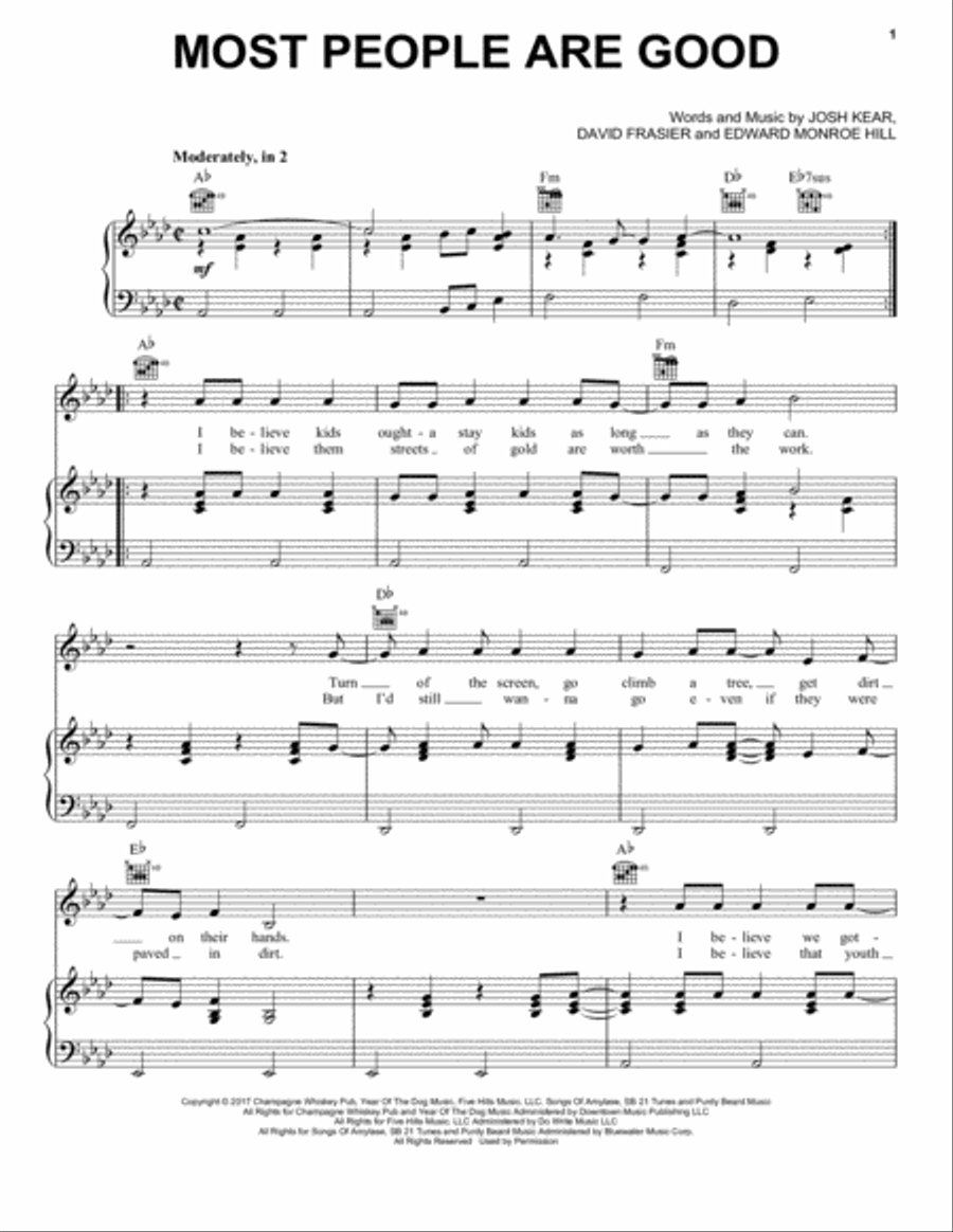 Most People Are Good Piano, Vocal, Guitar scores gallery preview page 1