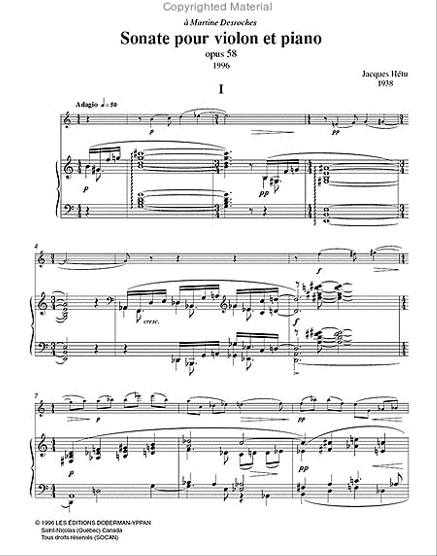 Sonate for violin and piano, op. 58 Violin Solo scores gallery preview page 2