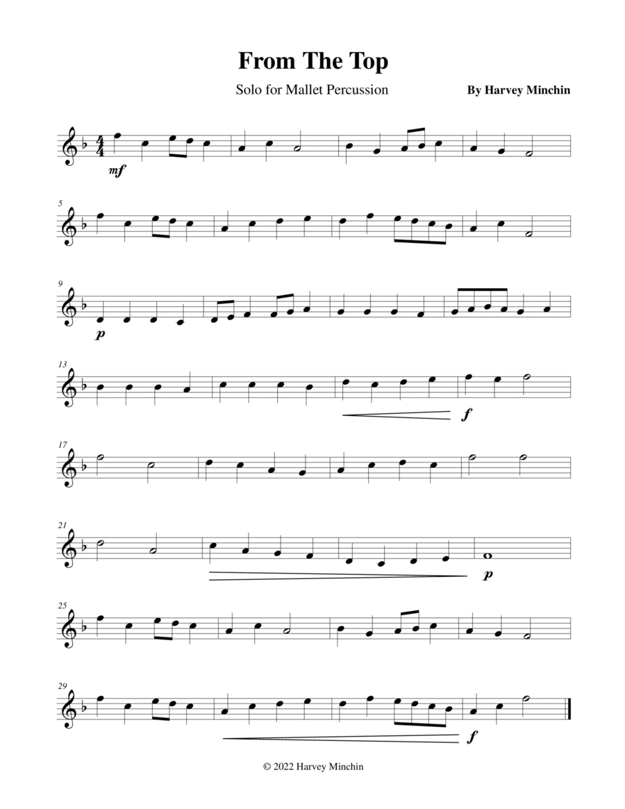 From The Top For Solo Mallet Percussion Percussion Ensemble scores gallery preview page 1