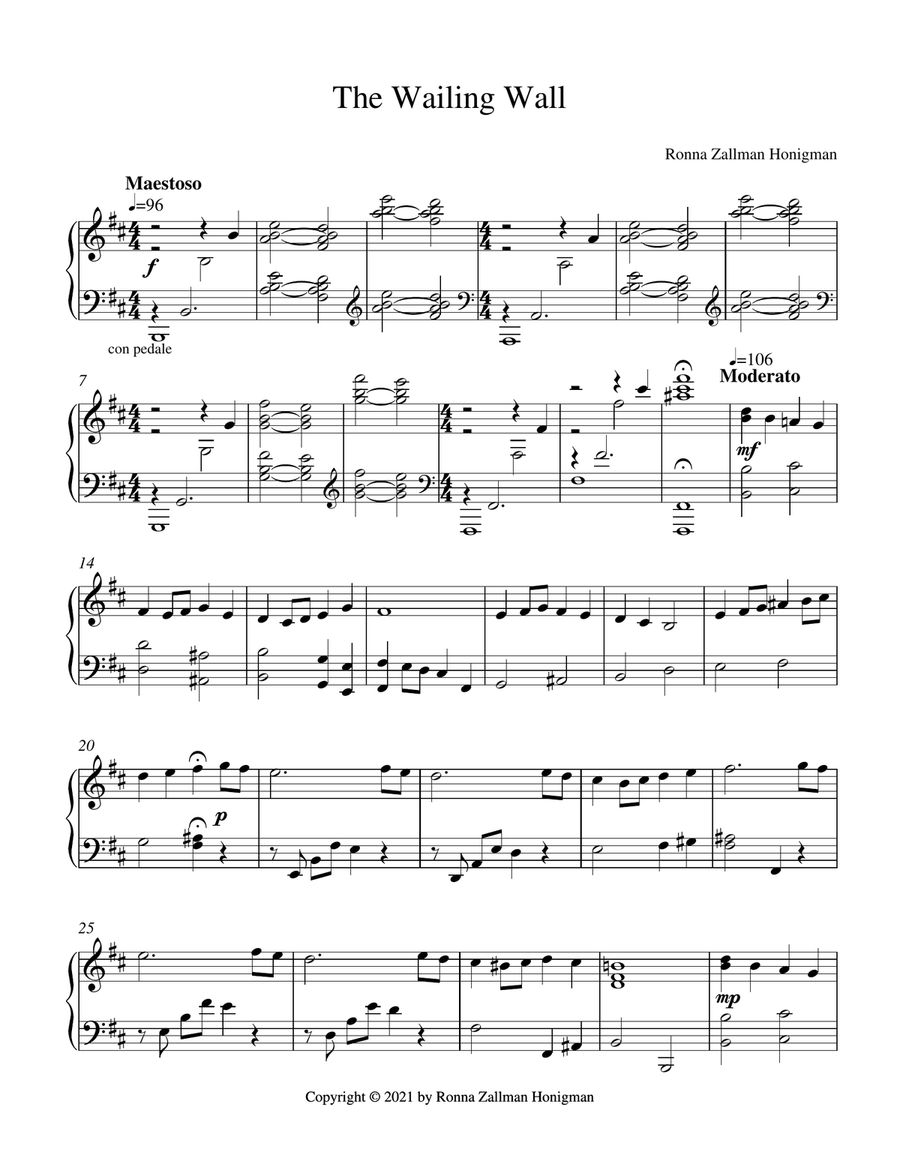 The Wailing Wall The Wailing Wall Piano Solo scores gallery preview page 1