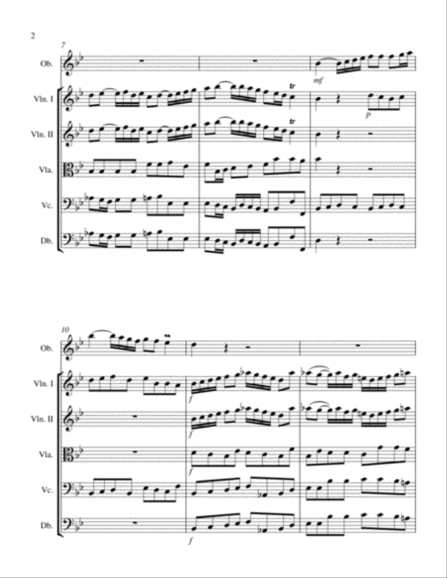 Concerto for Oboe in Bb Major, Op. 7 No. 3 and String Orchestra Chamber Orchestra scores gallery preview page 3