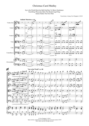 Christmas Carol Medley for Chamber Orchestra with Violin Solo Full Score and Parts