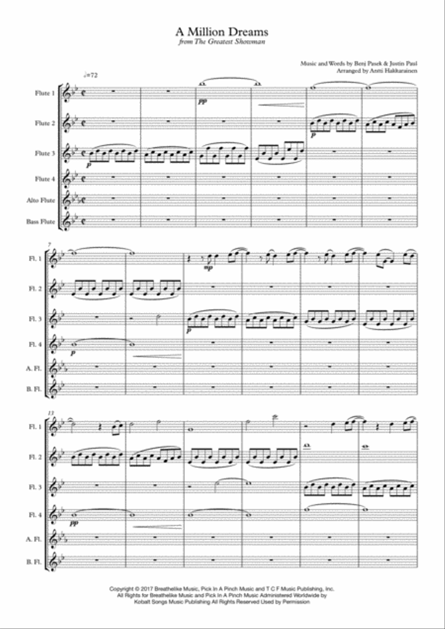 A Million Dreams Woodwind Ensemble scores gallery preview page 2