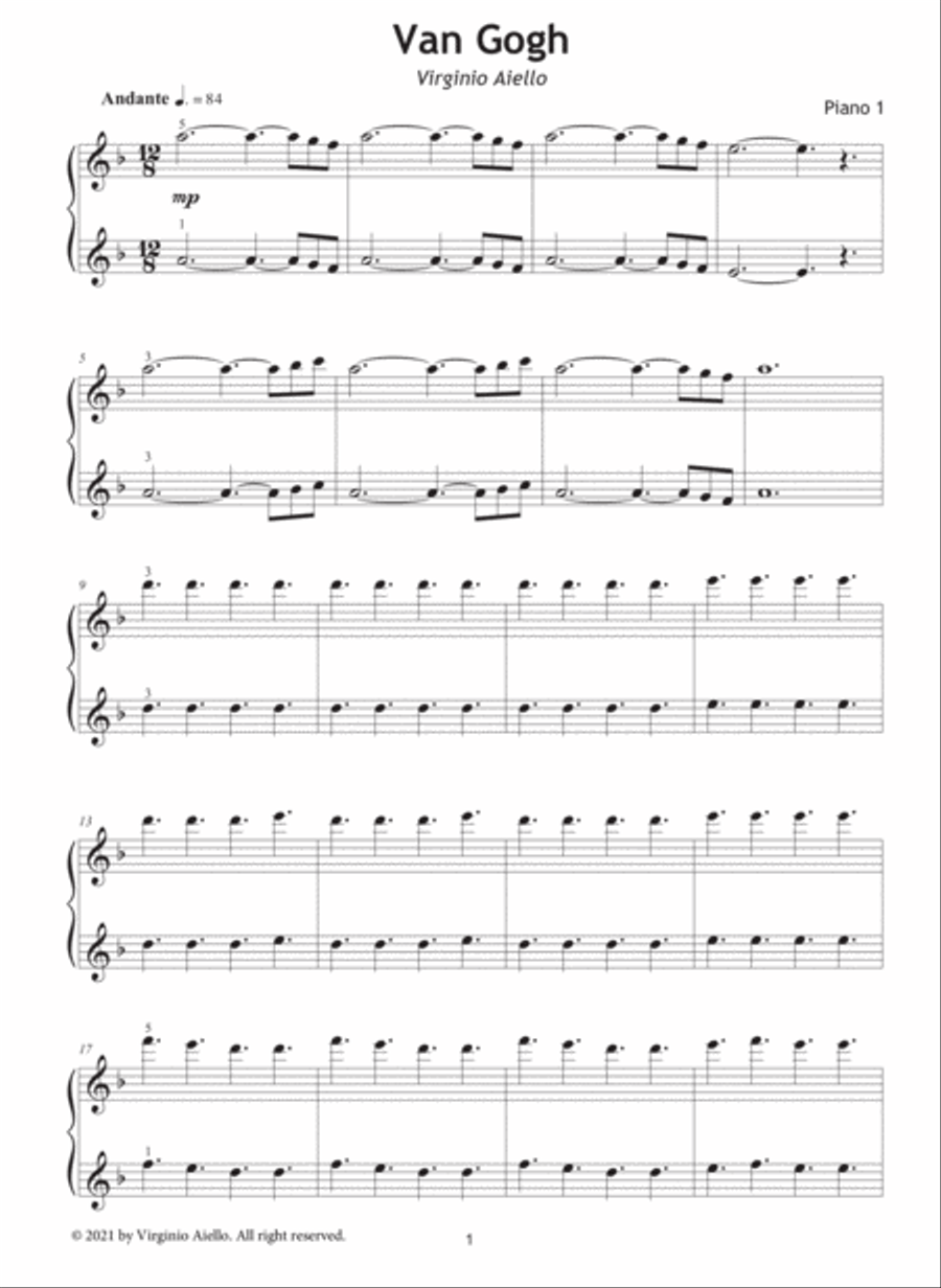 Van Gogh (Piano 4-Hands) 1 Piano, 4-Hands scores gallery preview page 2