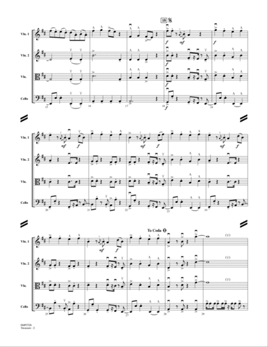 Treasure - Conductor Score (Full Score) String Quartet scores gallery preview page 2