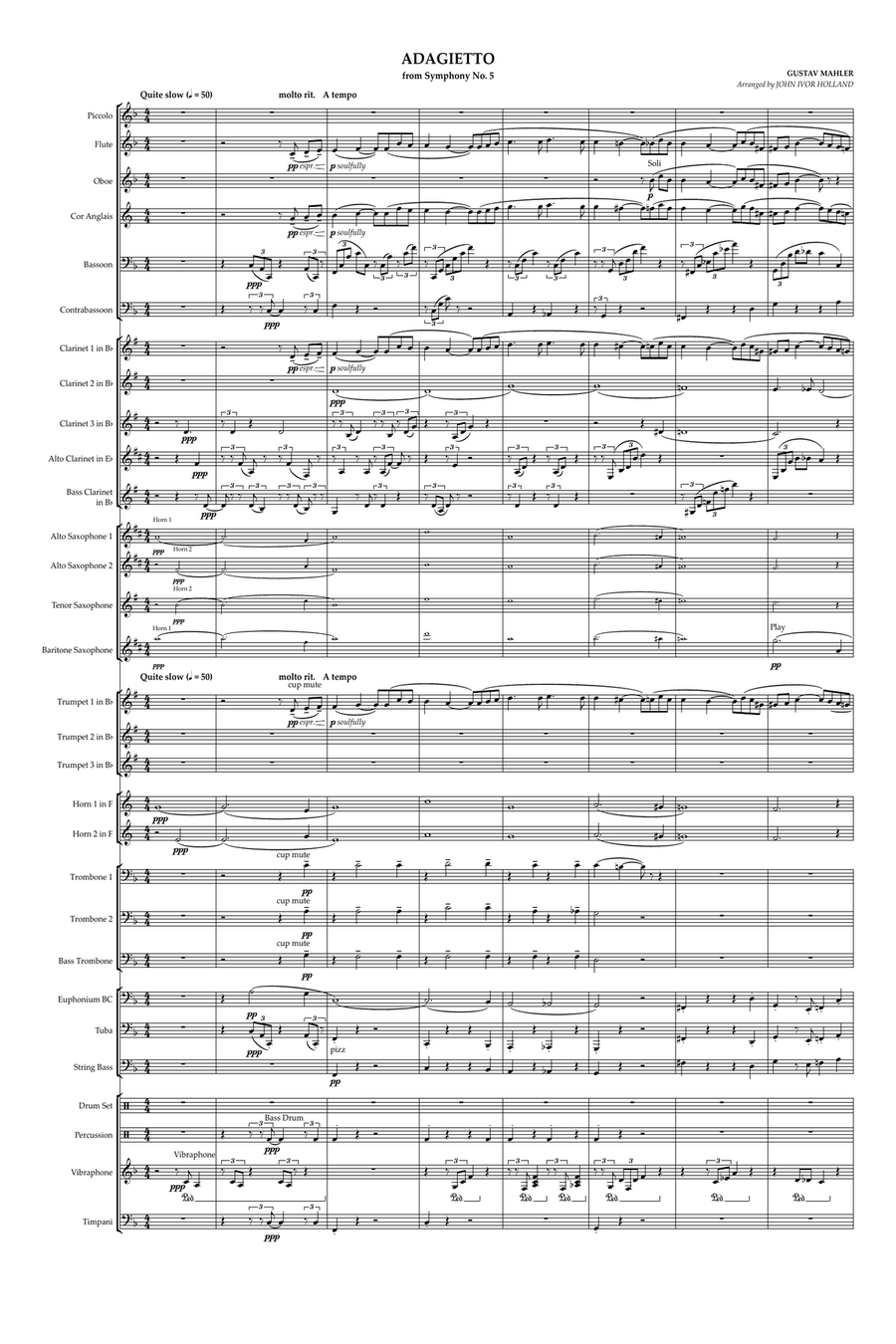 Adagietto (from Symphony No. 5) Concert Band scores gallery preview page 1