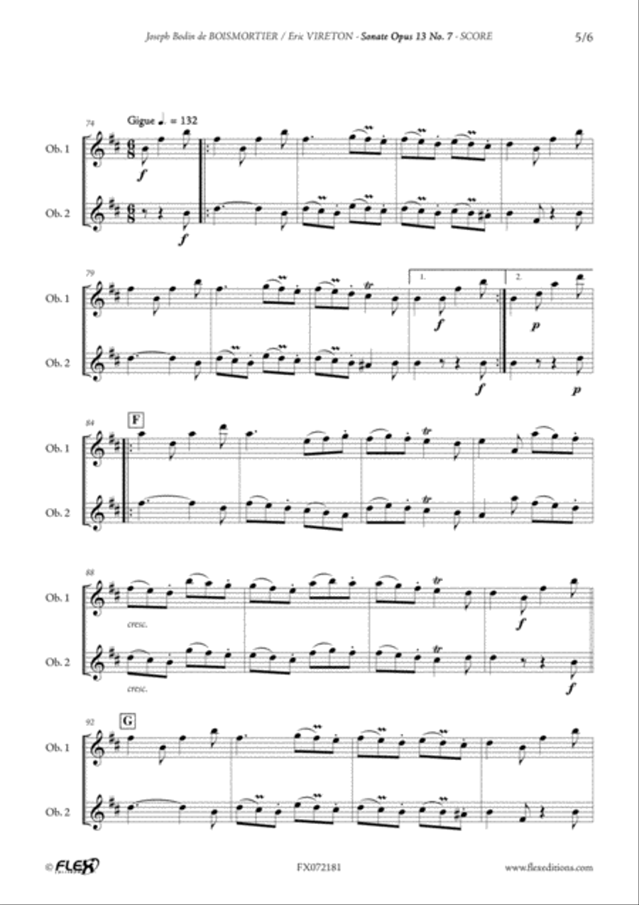 Sonata Opus 13 No. 7 Woodwind Duet scores gallery preview page 5