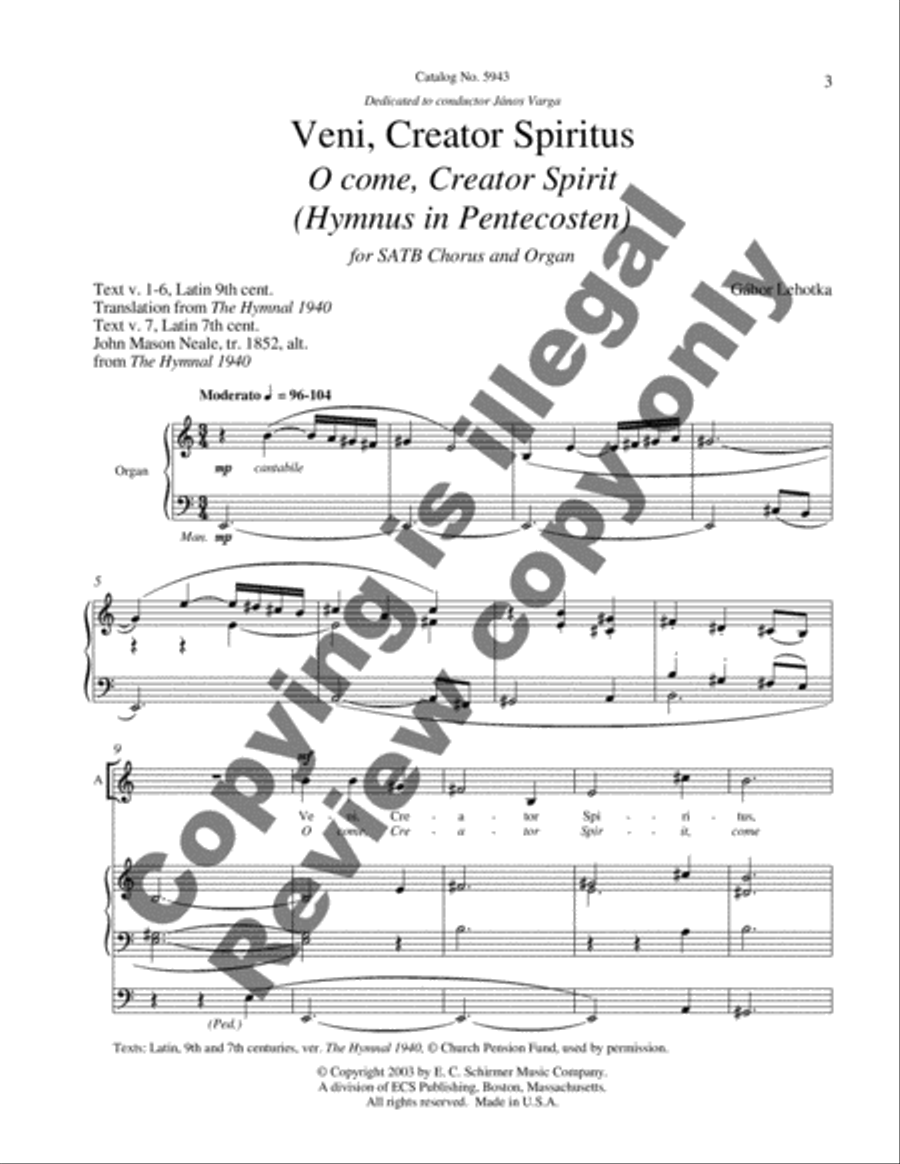 Veni, Creator Spiritus (Come, Creator Spirit) 4-Part scores gallery preview page 3