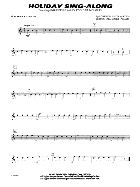 Holiday Sing-Along: B-flat Tenor Saxophone