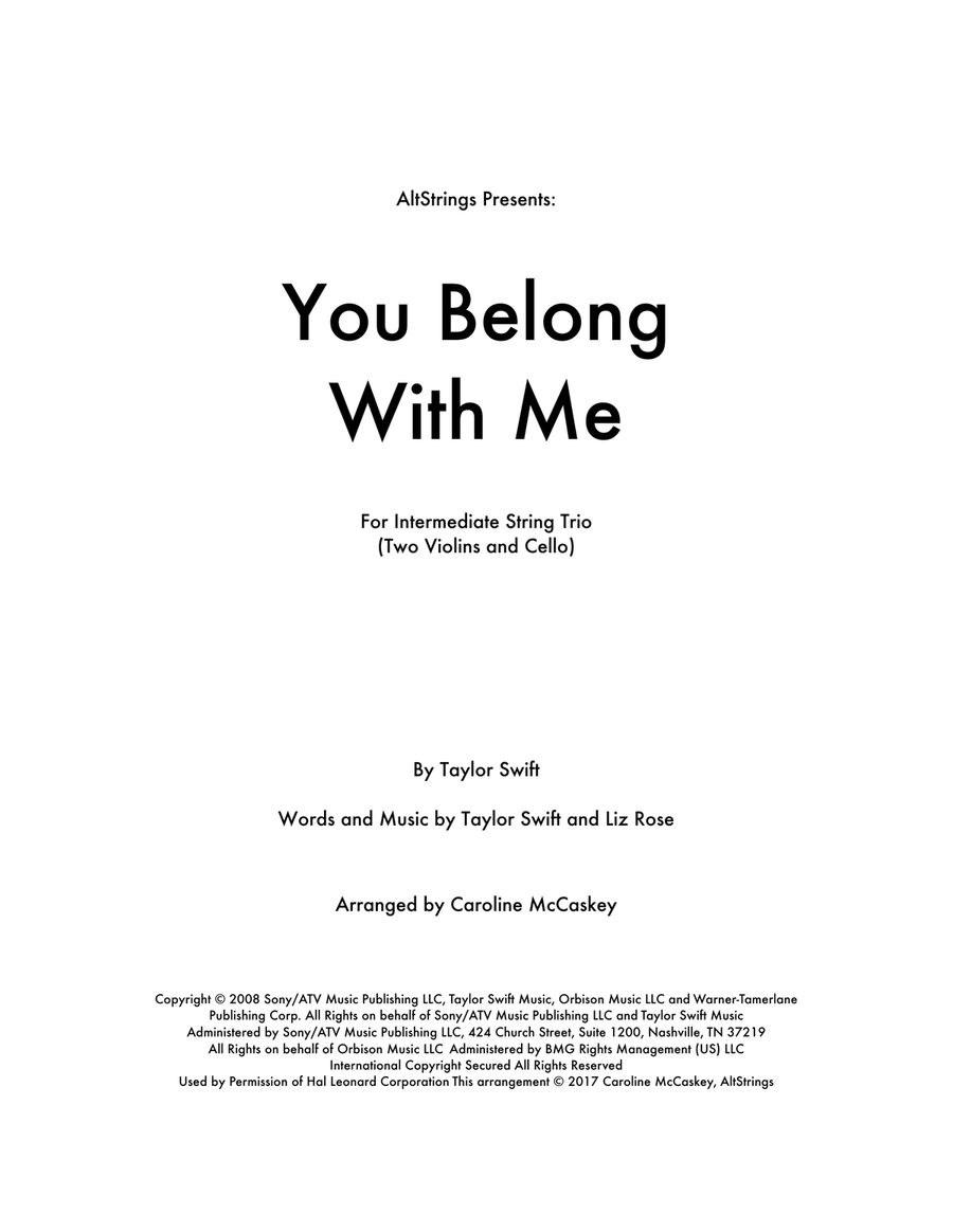 You Belong With Me String Trio scores gallery preview page 1