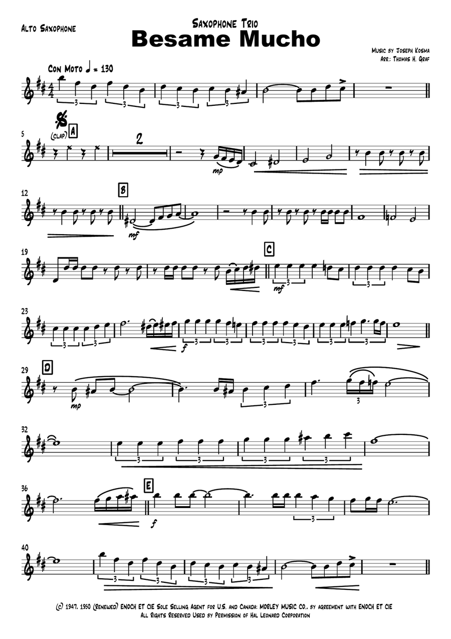 Besame Mucho (Kiss Me Much) Woodwind Trio scores gallery preview page 5