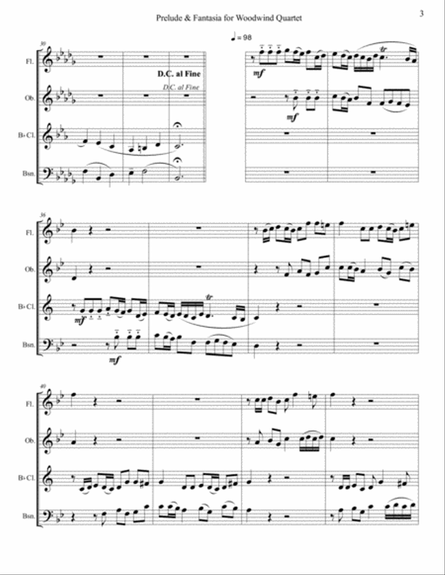 Prelude & Fantasia for Woodwind Quartet Woodwind Quartet scores gallery preview page 3