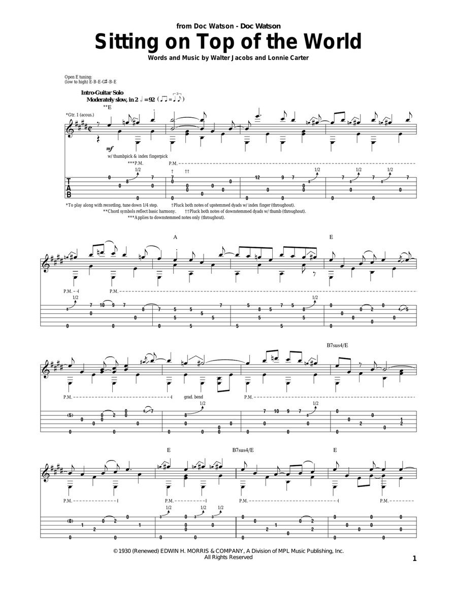 Sitting On Top Of The World Acoustic Guitar scores gallery preview page 1