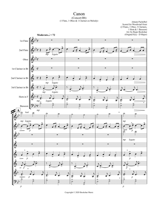 Canon (Pachelbel) (Bb) (Woodwind Octet - 2 Flute, 1 Oboe, 3 Clar, 1 Hrn, 1 Bassoon) (1 Flute, 1 Oboe