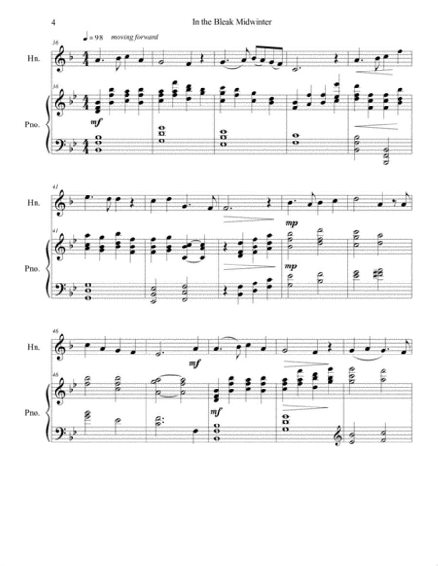 In the Bleak Midwinter (horn/piano), arr. Brenda Portman Horn scores gallery preview page 4