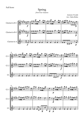 Spring (from Four Seasons of Antonio Vivaldi) for Clarinet Trio