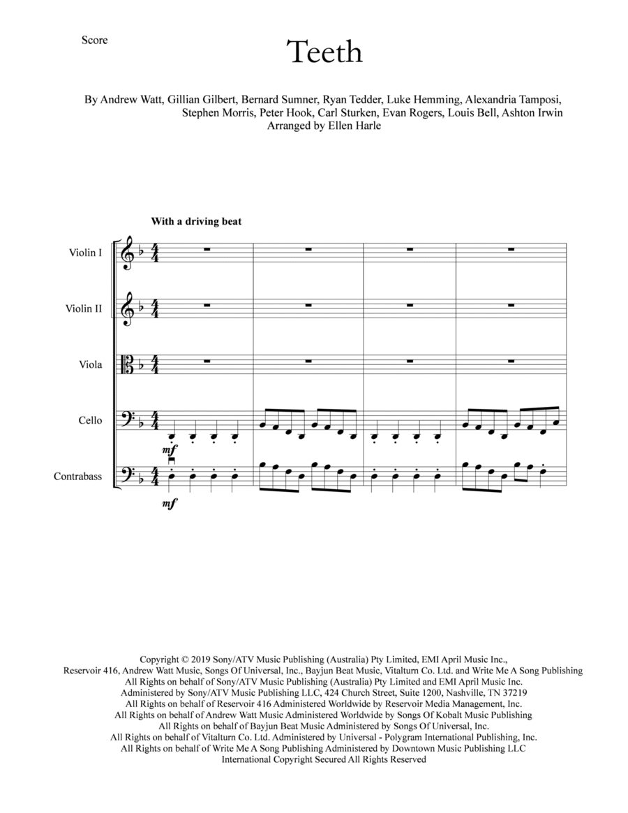 Teeth String Orchestra scores gallery preview page 1
