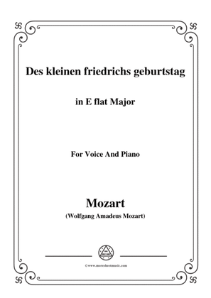 Book cover for Mozart-Des kleinen friedrichs geburtstag,in E flat Major,for Voice and Piano