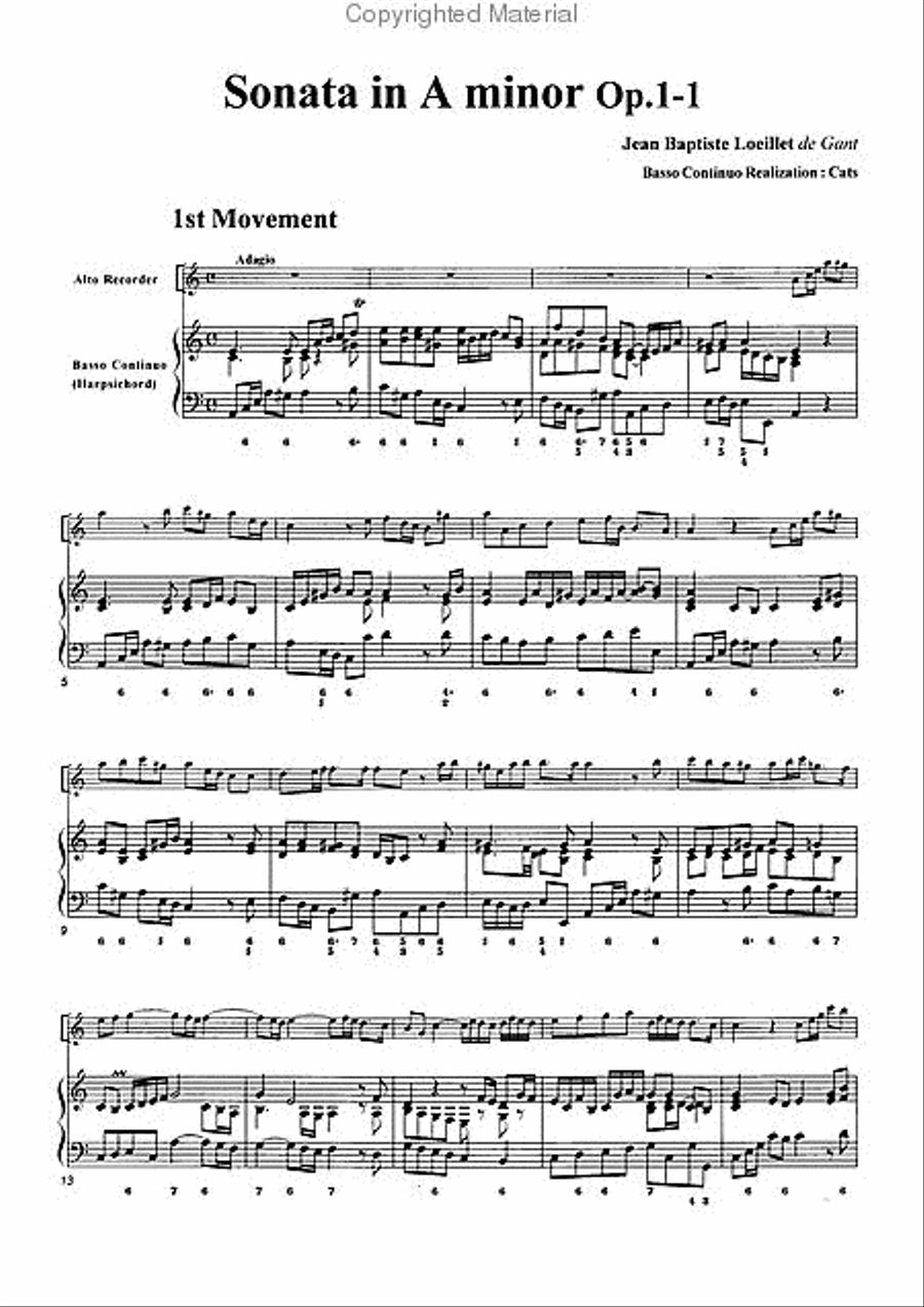 Sonata in A minor, Op. 1-1 Alto Recorder scores gallery preview page 3