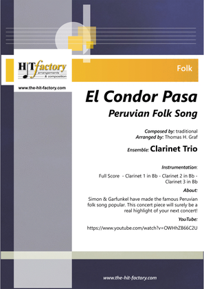 Book cover for El Condor Pasa - Peruvian Folk Song - Clarinet Trio