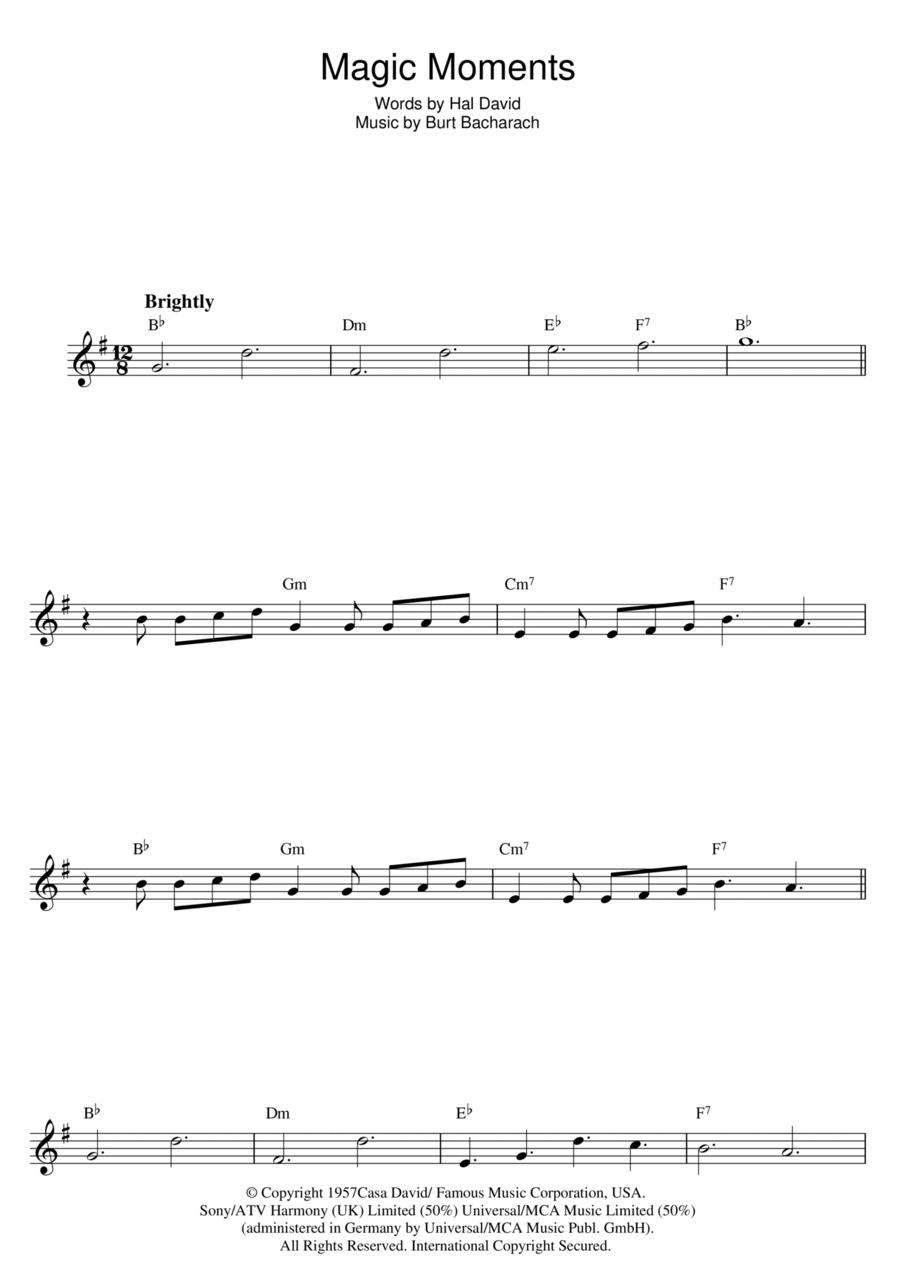 Magic Moments Piano scores gallery preview page 1