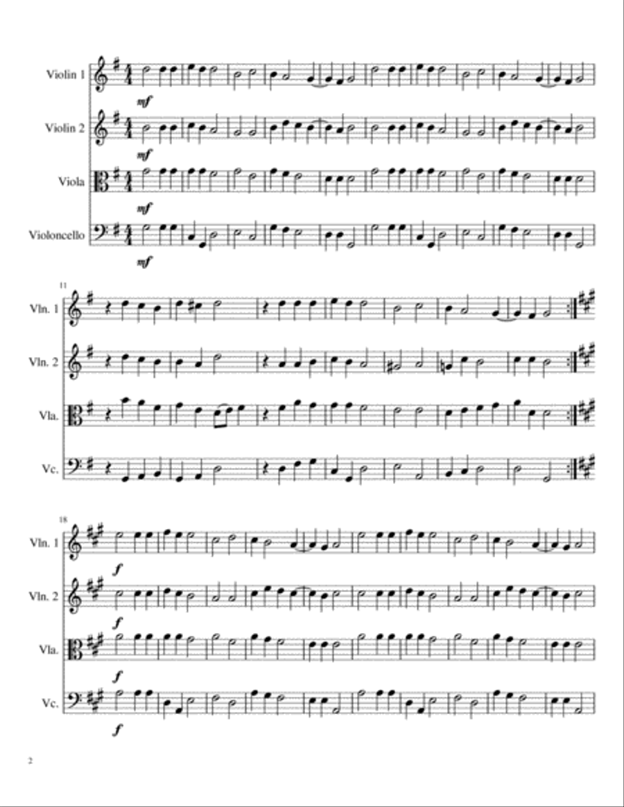 Lo, How A Rose E'er Blooming for String Quartet String Quartet scores gallery preview page 2