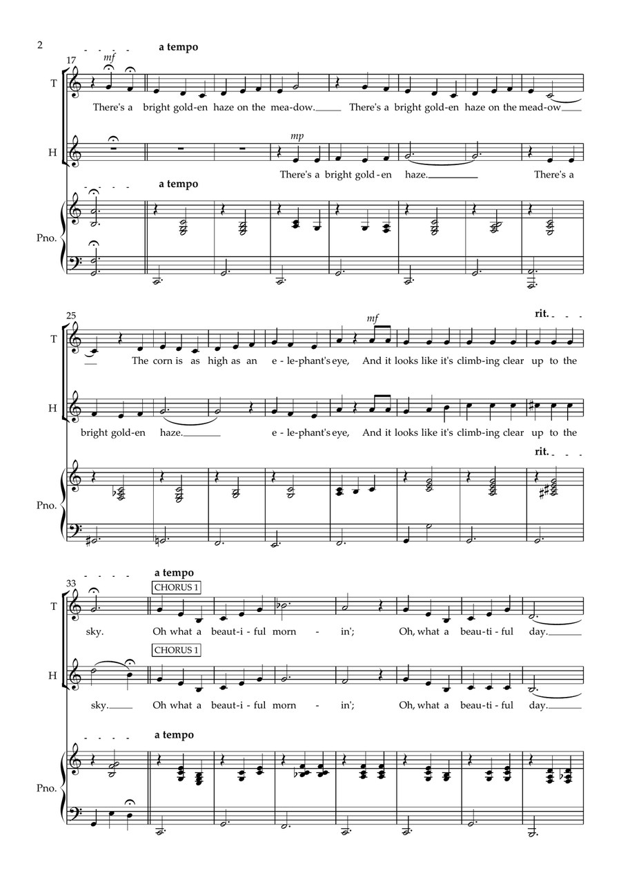 Oh, What A Beautiful Mornin' Choir scores gallery preview page 2