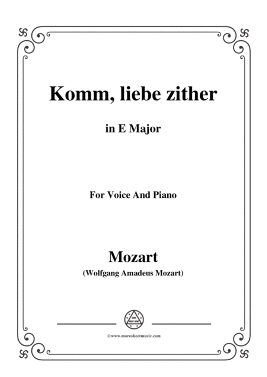 Mozart-Komm,liebe zither,in E Major,for Voice and Piano Zither scores gallery preview page 1