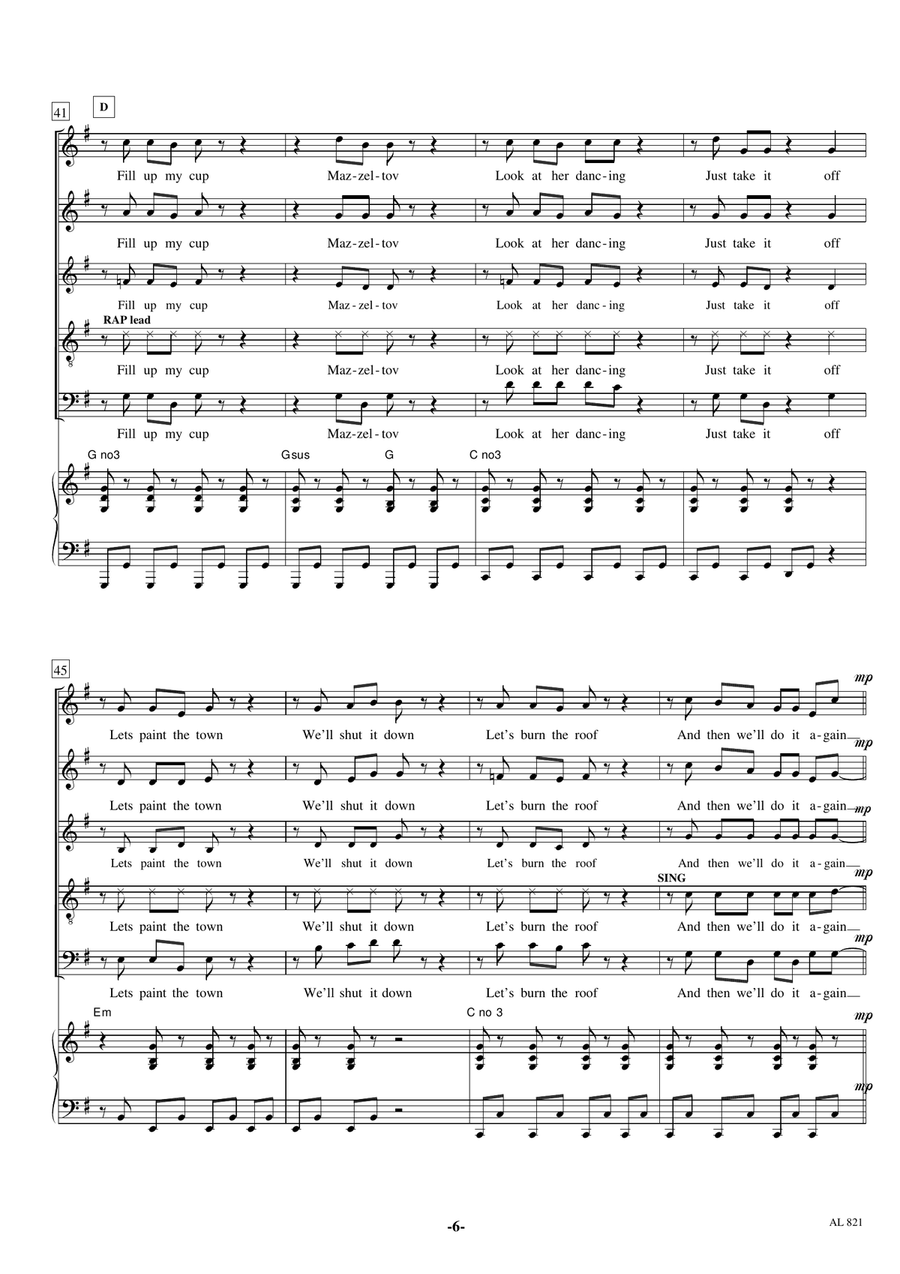 I Gotta Feeling Divisi scores gallery preview page 6