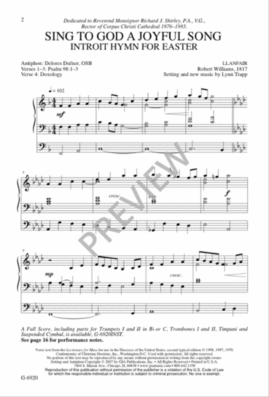 Sing to God a Joyful Song Sing to God a Joyful Song 4-Part scores gallery preview page 2