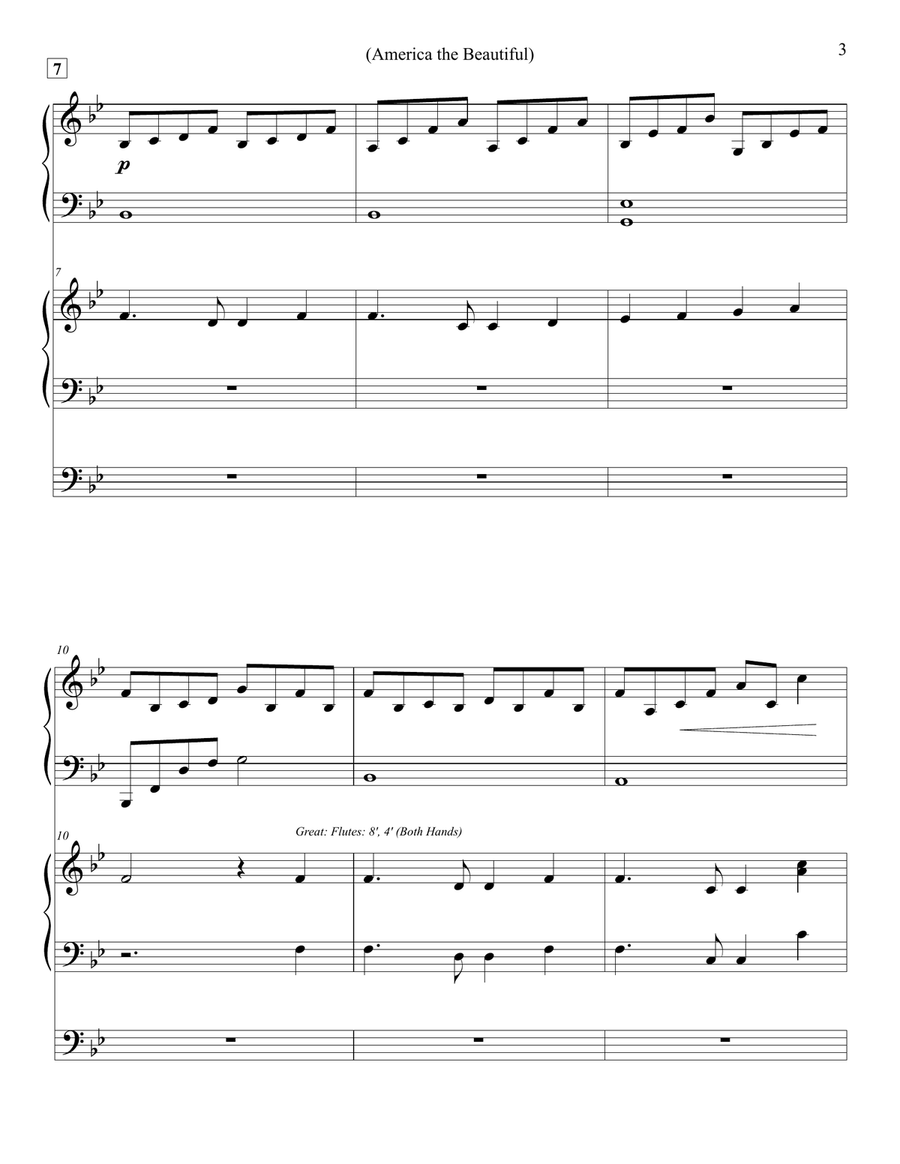 America the Beautiful - Piano & Organ Duet Piano scores gallery preview page 3