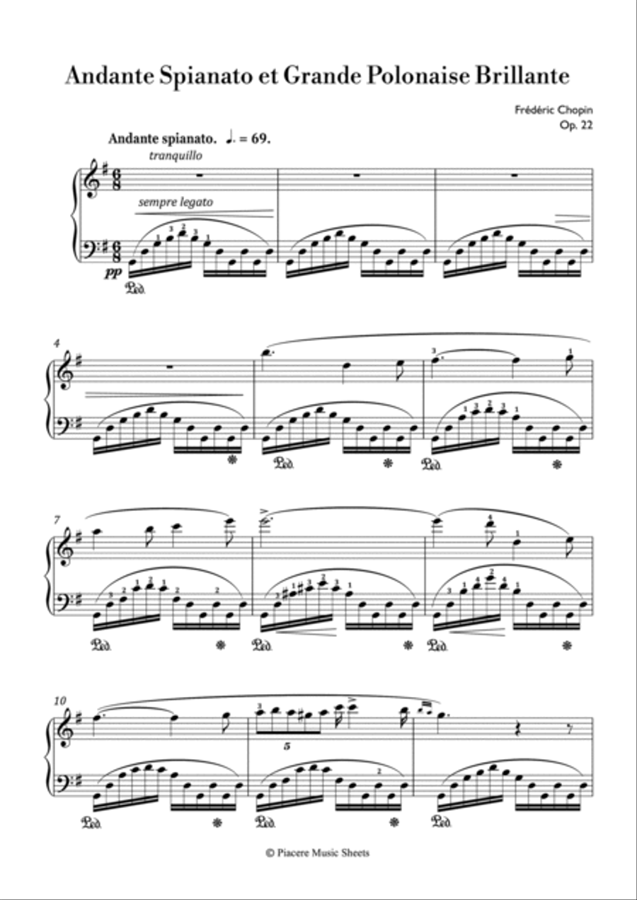 Chopin - Andante spianato et Grande polonaise brillante - Advanced Piano Method scores gallery preview page 2
